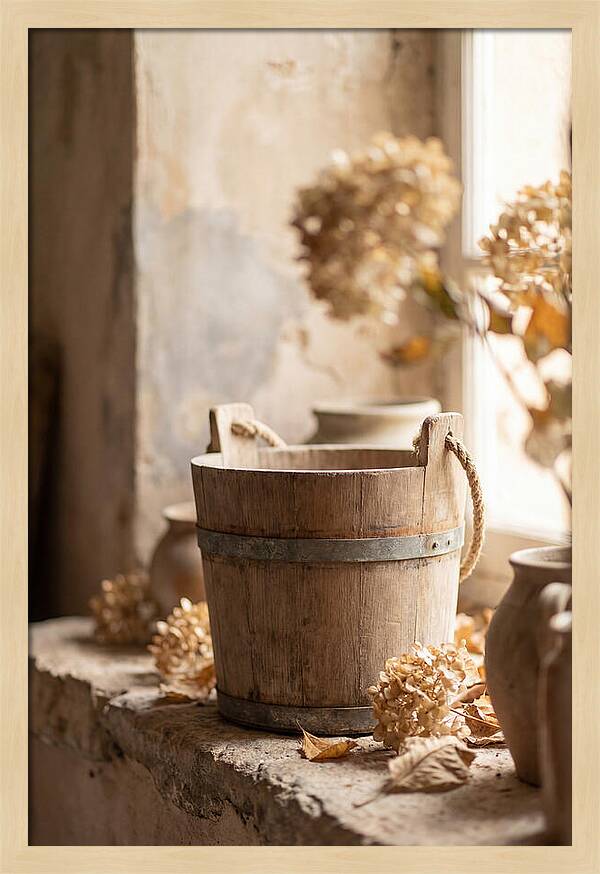 Weathered Wooden Bucket
