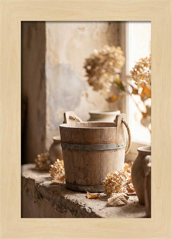Weathered Wooden Bucket