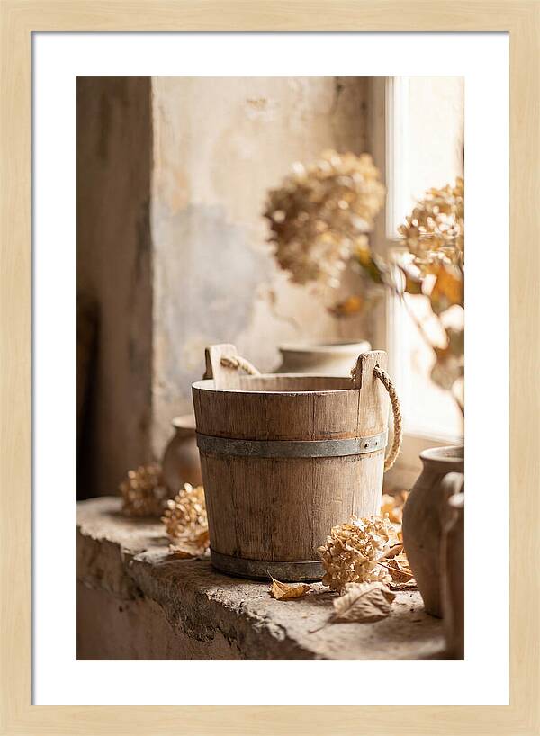 Weathered Wooden Bucket