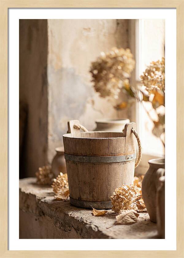 Weathered Wooden Bucket