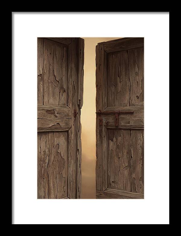 Weathered Wooden Doors Opening Inward