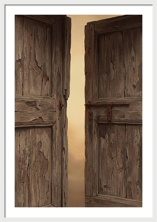 Weathered Wooden Doors Opening Inward