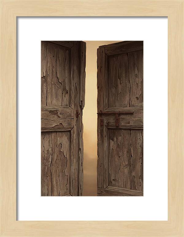 Weathered Wooden Doors Opening Inward