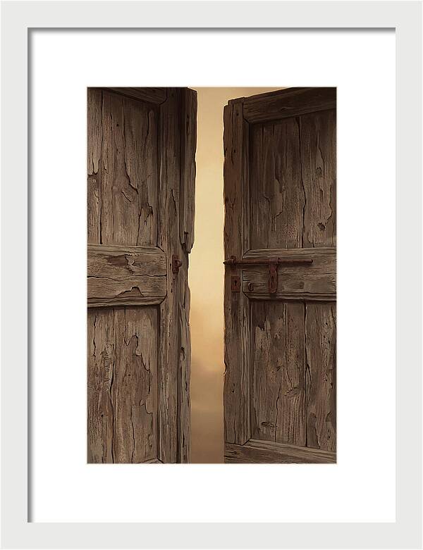 Weathered Wooden Doors Opening Inward