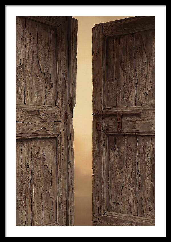 Weathered Wooden Doors Opening Inward