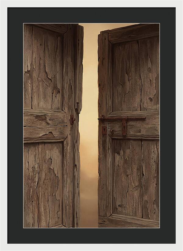 Weathered Wooden Doors Opening Inward