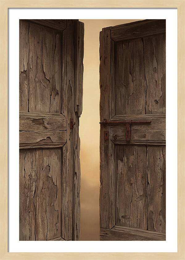 Weathered Wooden Doors Opening Inward