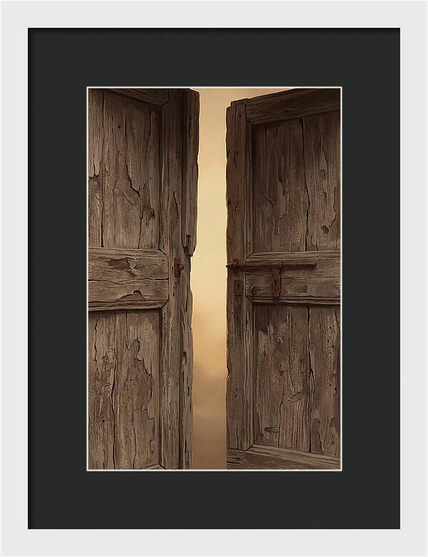 Weathered Wooden Doors Opening Inward