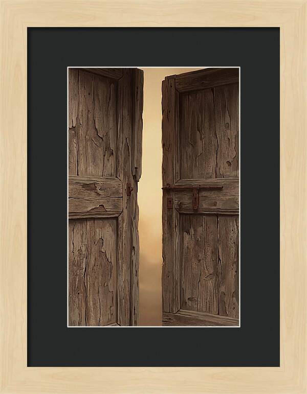 Weathered Wooden Doors Opening Inward