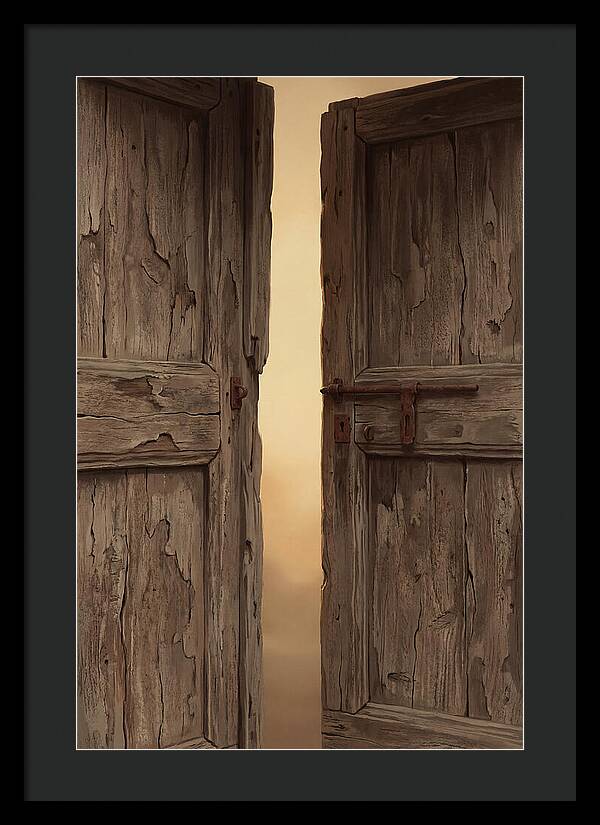 Weathered Wooden Doors Opening Inward