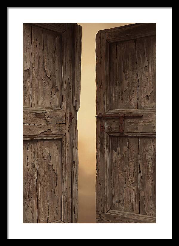 Weathered Wooden Doors Opening Inward