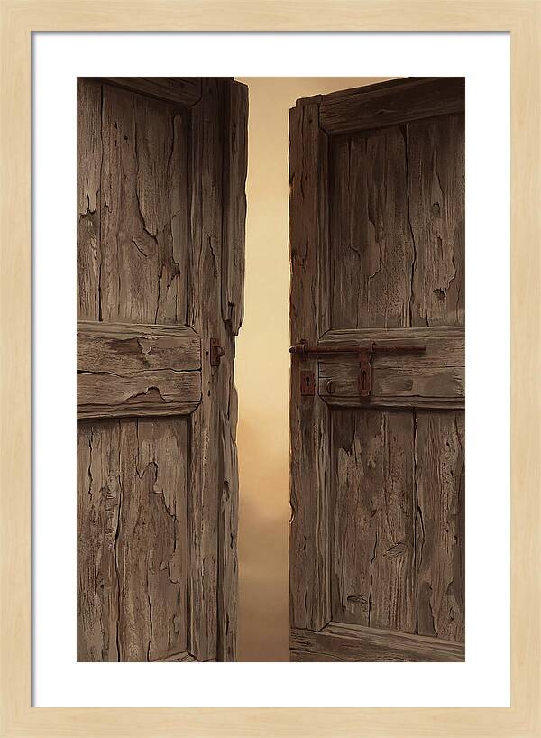 Weathered Wooden Doors Opening Inward