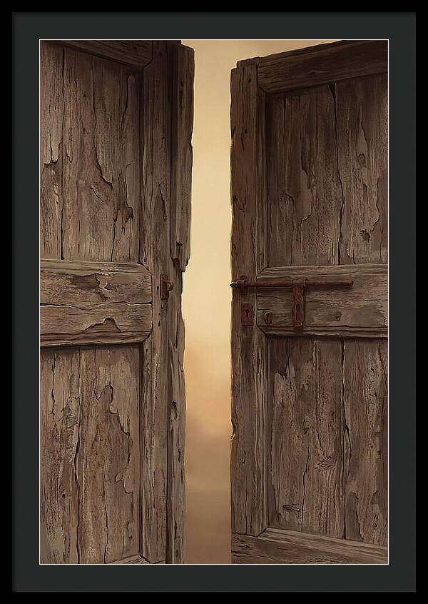 Weathered Wooden Doors Opening Inward