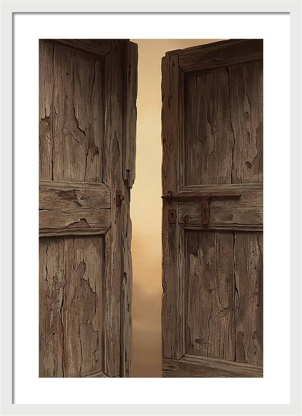 Weathered Wooden Doors Opening Inward
