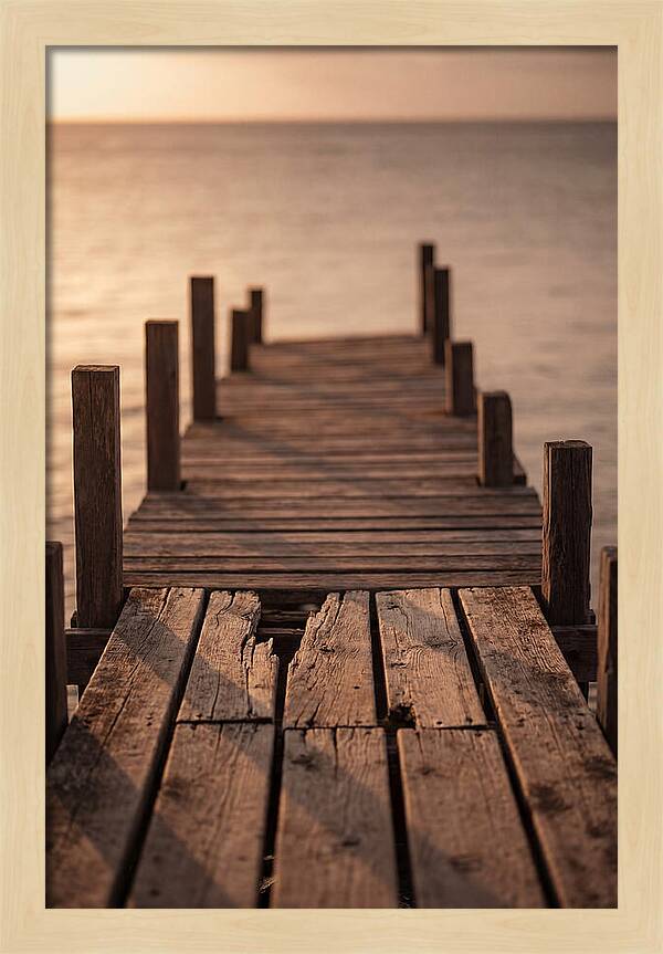 Weathered Wooden Pier At Sunset