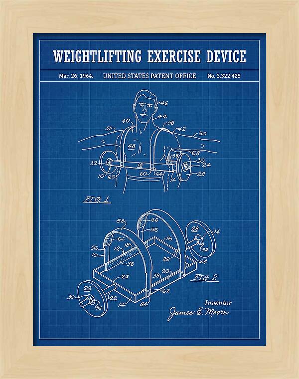 Weightlifting Exercise Device Blueprint Patent Us3322425a