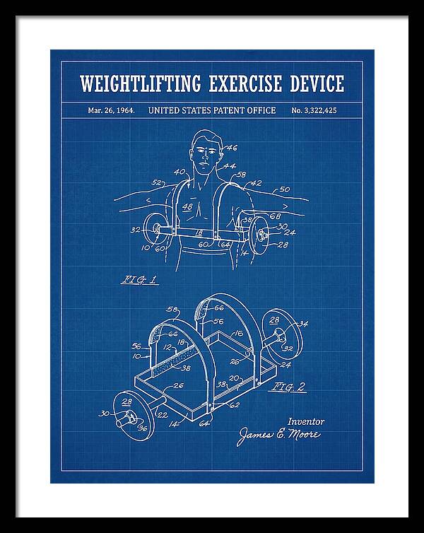 Weightlifting Exercise Device Blueprint Patent Us3322425a