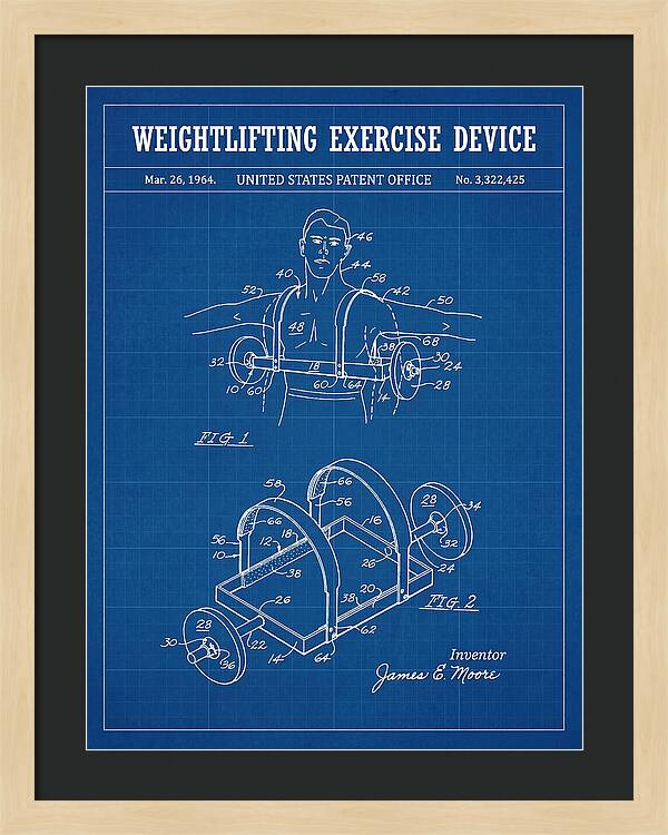 Weightlifting Exercise Device Blueprint Patent Us3322425a