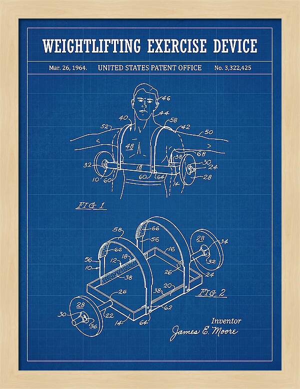Weightlifting Exercise Device Blueprint Patent Us3322425a