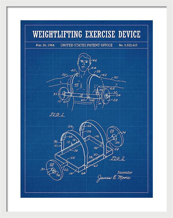 Weightlifting Exercise Device Blueprint Patent Us3322425a