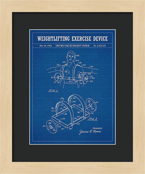 Weightlifting Exercise Device Blueprint Patent Us3322425a
