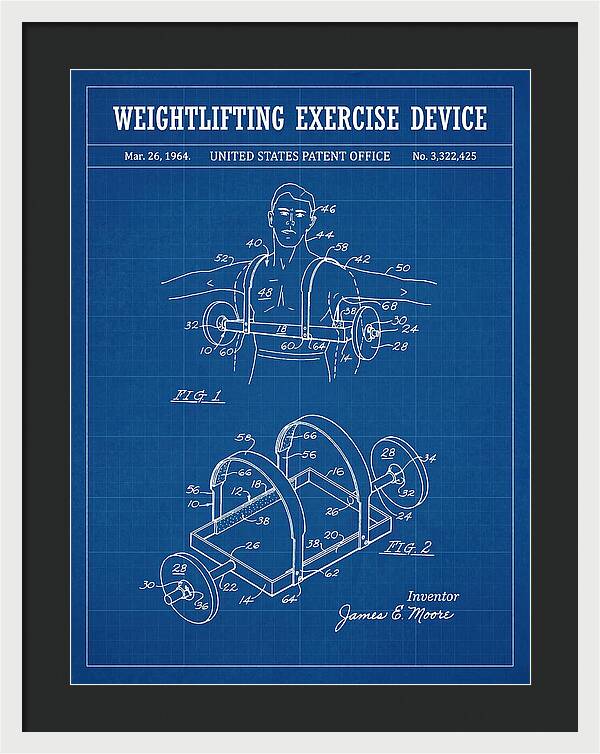 Weightlifting Exercise Device Blueprint Patent Us3322425a