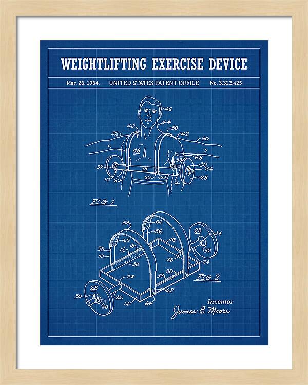 Weightlifting Exercise Device Blueprint Patent Us3322425a