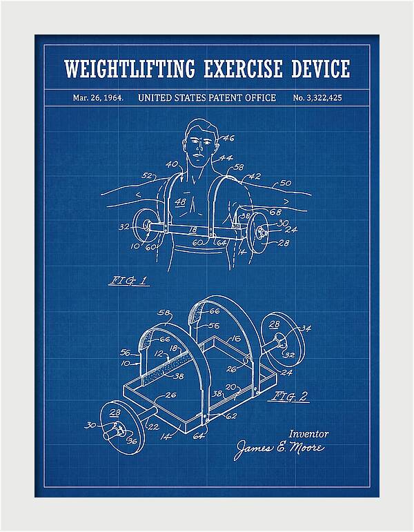 Weightlifting Exercise Device Blueprint Patent Us3322425a