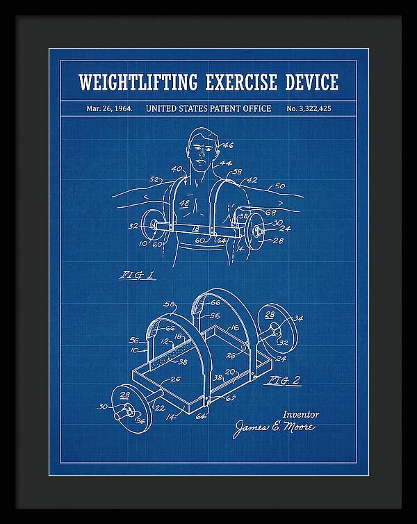 Weightlifting Exercise Device Blueprint Patent Us3322425a