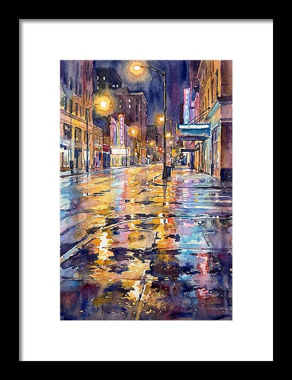 Wet Street Reflections At Night