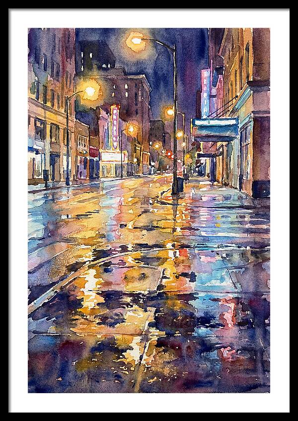 Wet Street Reflections At Night