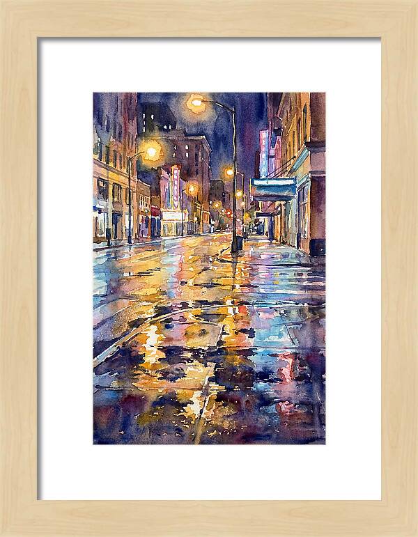 Wet Street Reflections At Night