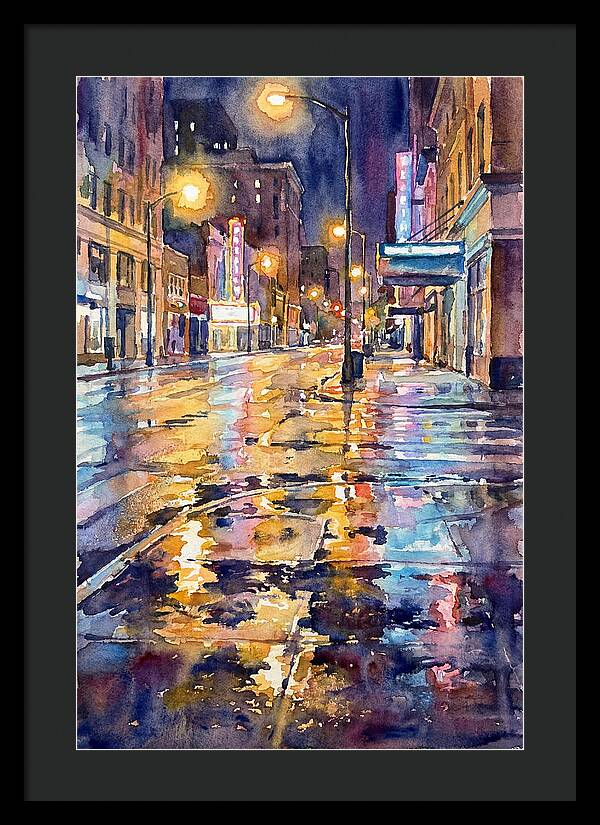 Wet Street Reflections At Night