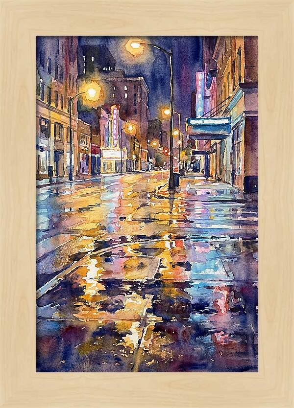 Wet Street Reflections At Night