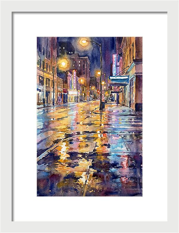 Wet Street Reflections At Night