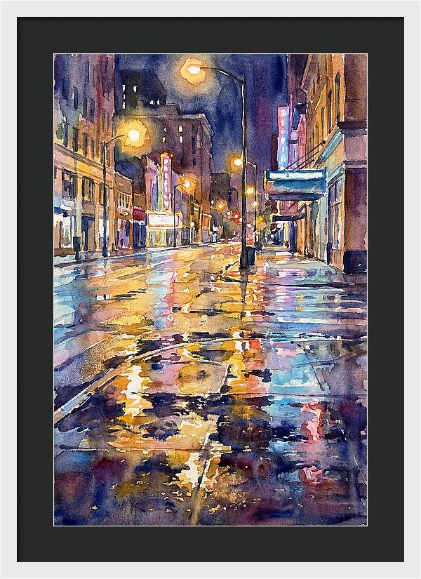 Wet Street Reflections At Night