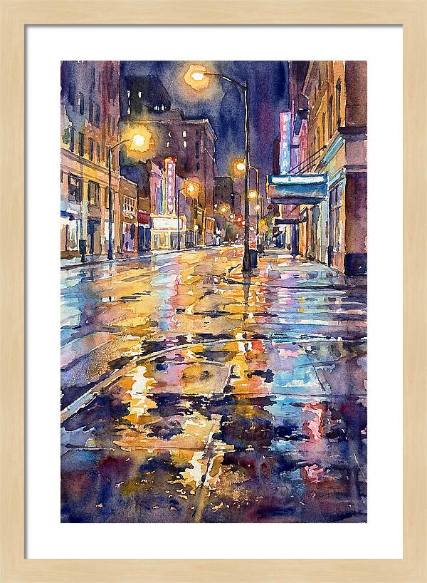 Wet Street Reflections At Night