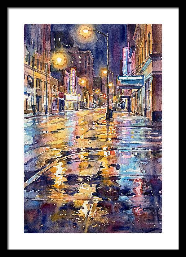 Wet Street Reflections At Night