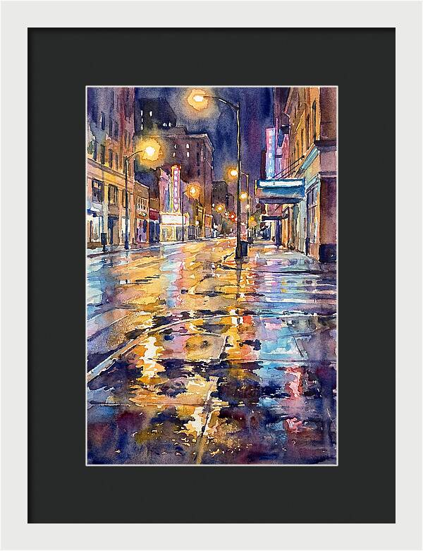 Wet Street Reflections At Night
