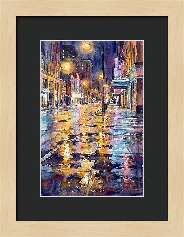 Wet Street Reflections At Night
