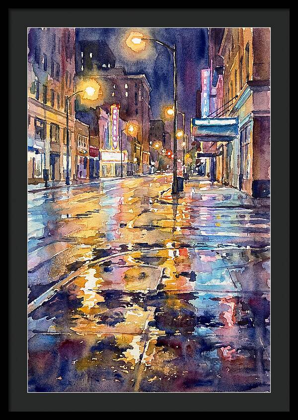 Wet Street Reflections At Night