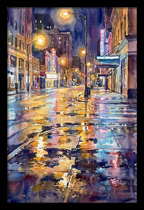 Wet Street Reflections At Night