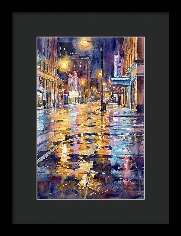 Wet Street Reflections At Night