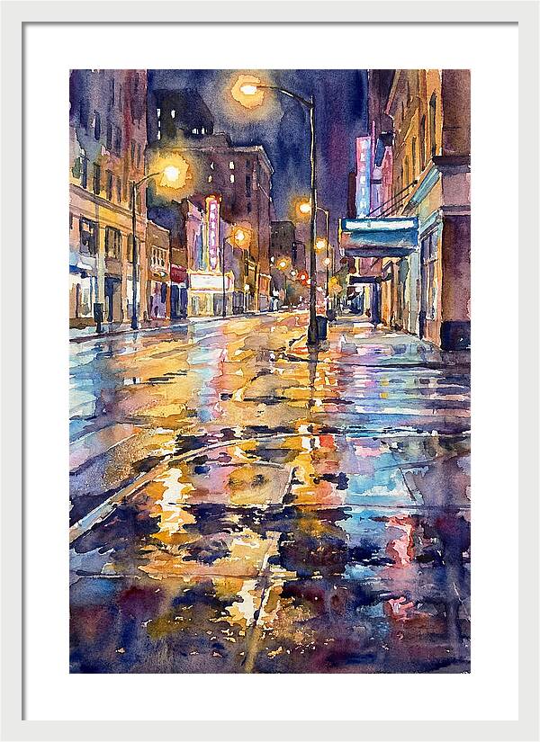 Wet Street Reflections At Night