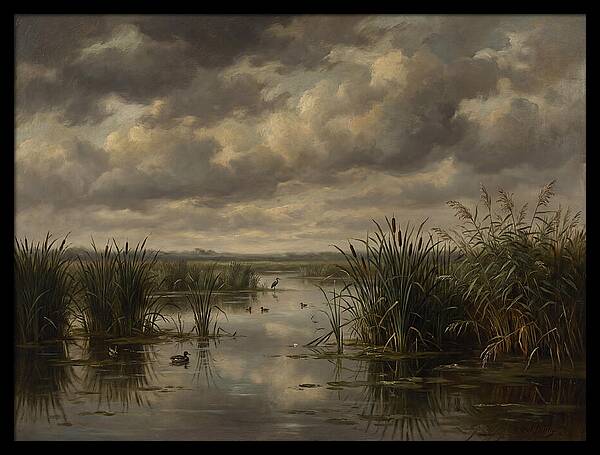 Wetlands Under Dramatic Skies