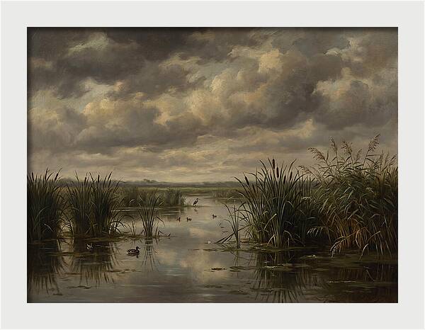 Wetlands Under Dramatic Skies
