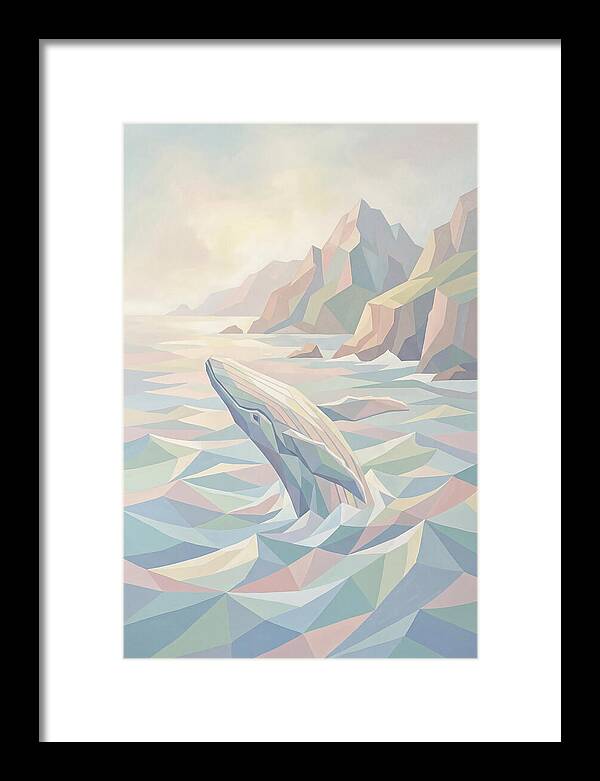 Whale Breaching Against Coastal Mountains