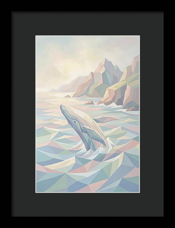 Whale Breaching Against Coastal Mountains