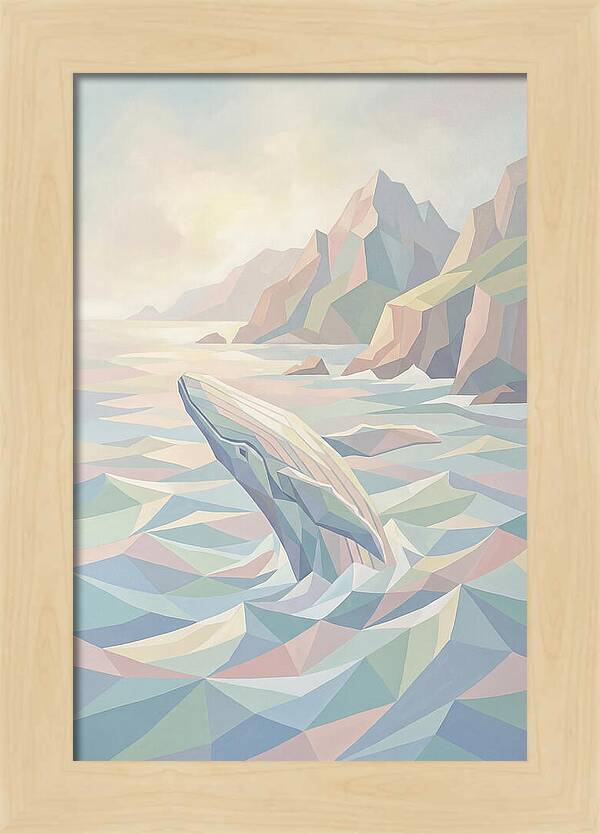 Whale Breaching Against Coastal Mountains