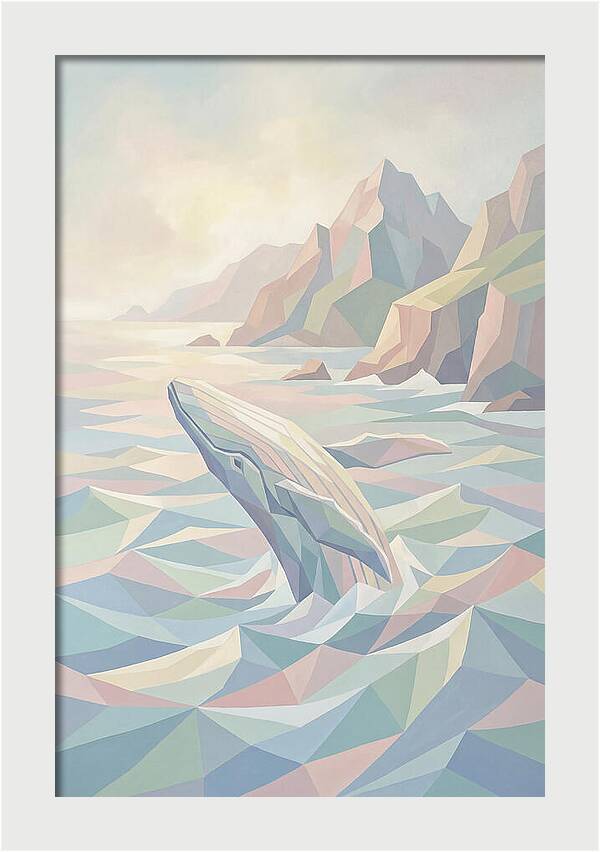 Whale Breaching Against Coastal Mountains